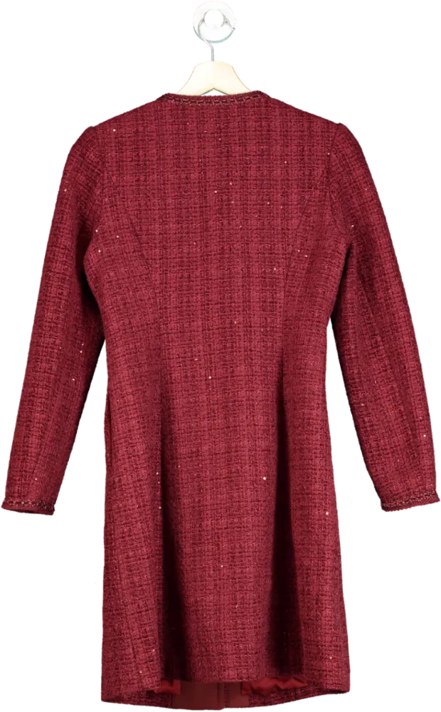 Goelia Red Tweed Button-Front Dress UK XS