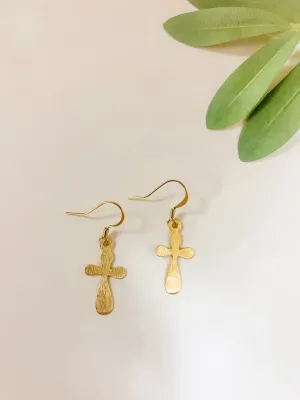 Gold Cross Earring