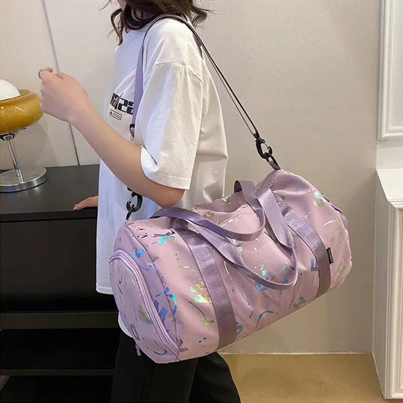 Graffiti Print Gym Yoga Dance Bag - Waterproof Crossbody Duffel for Girls and Boys - Ideal for Travel, Fitness, and Swimming