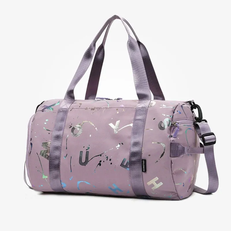 Graffiti Print Gym Yoga Dance Bag - Waterproof Crossbody Duffel for Girls and Boys - Ideal for Travel, Fitness, and Swimming