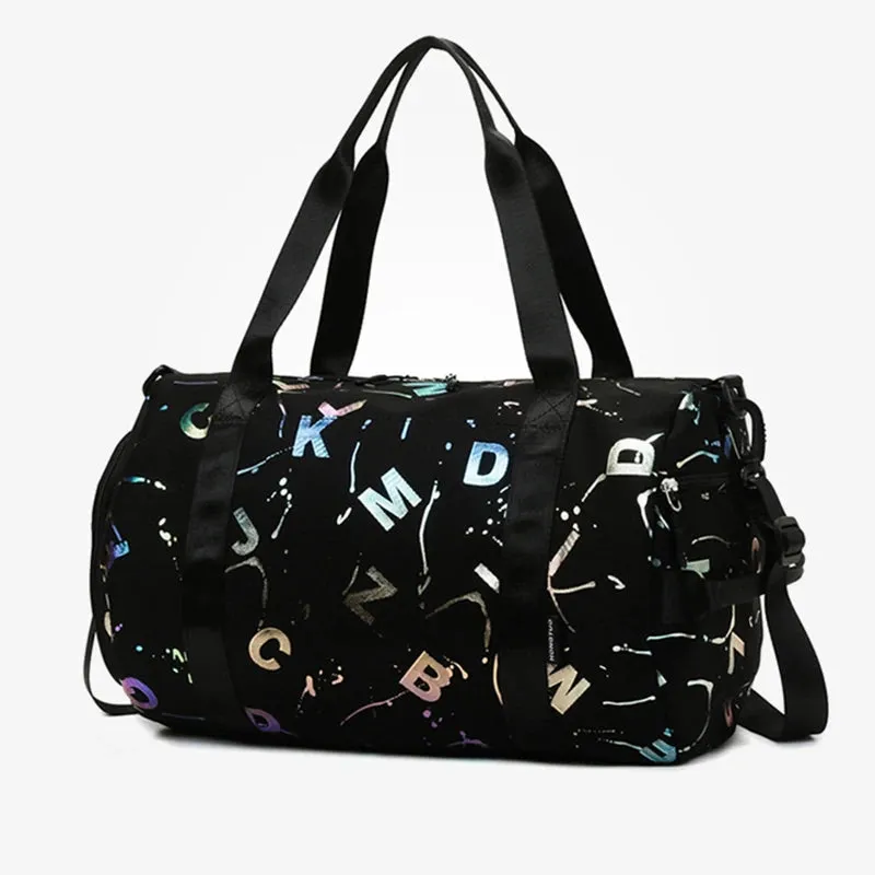 Graffiti Print Gym Yoga Dance Bag - Waterproof Crossbody Duffel for Girls and Boys - Ideal for Travel, Fitness, and Swimming