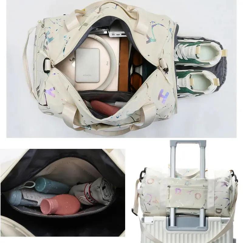 Graffiti Print Gym Yoga Dance Bag - Waterproof Crossbody Duffel for Girls and Boys - Ideal for Travel, Fitness, and Swimming