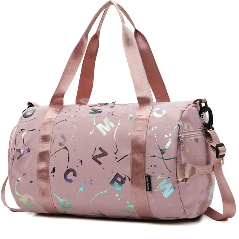 Graffiti Print Gym Yoga Dance Bag - Waterproof Crossbody Duffel for Girls and Boys - Ideal for Travel, Fitness, and Swimming