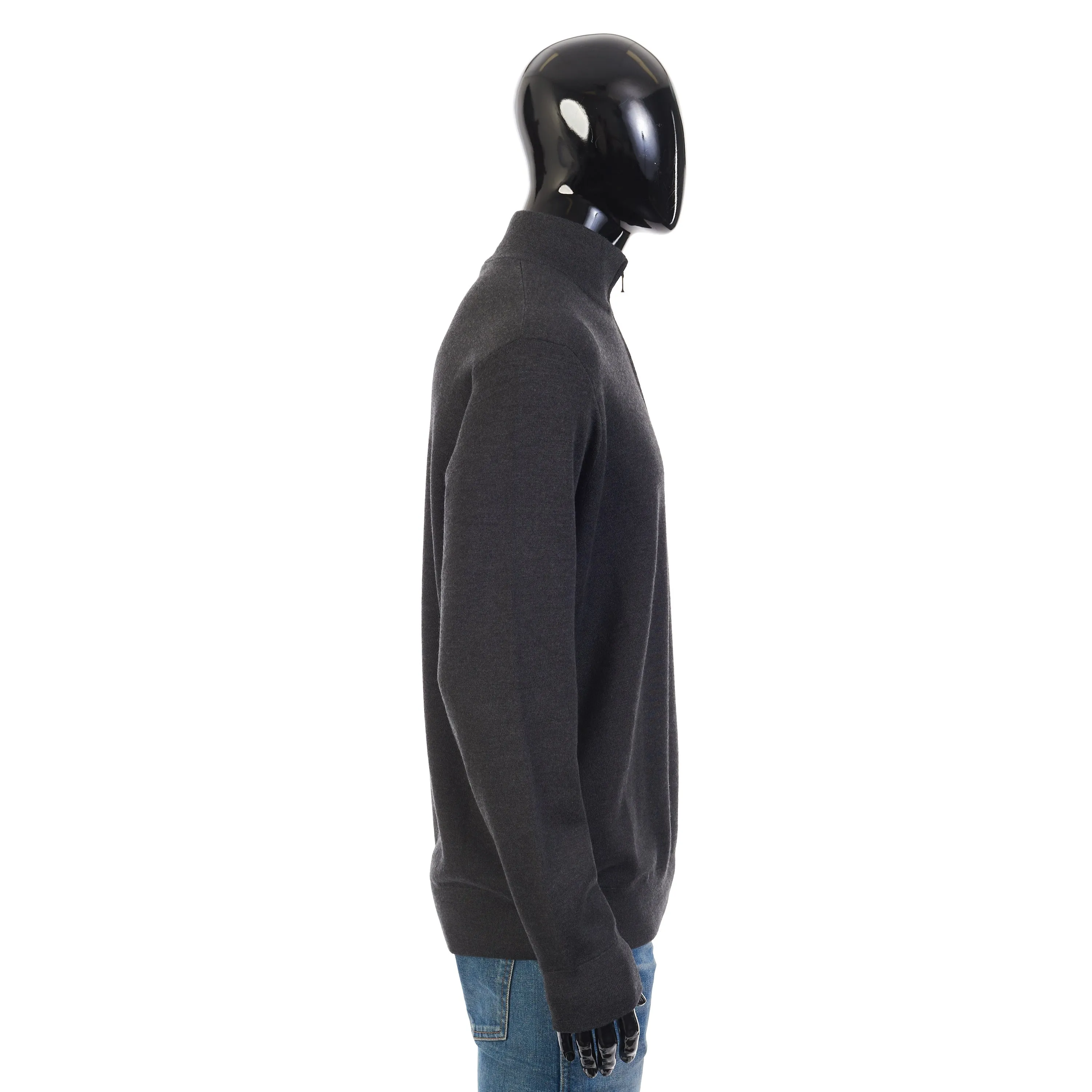 Gray Mezzocollo Balfour Sweater - 1/4 Zip, Knit, Cashmere/Silk/Wool