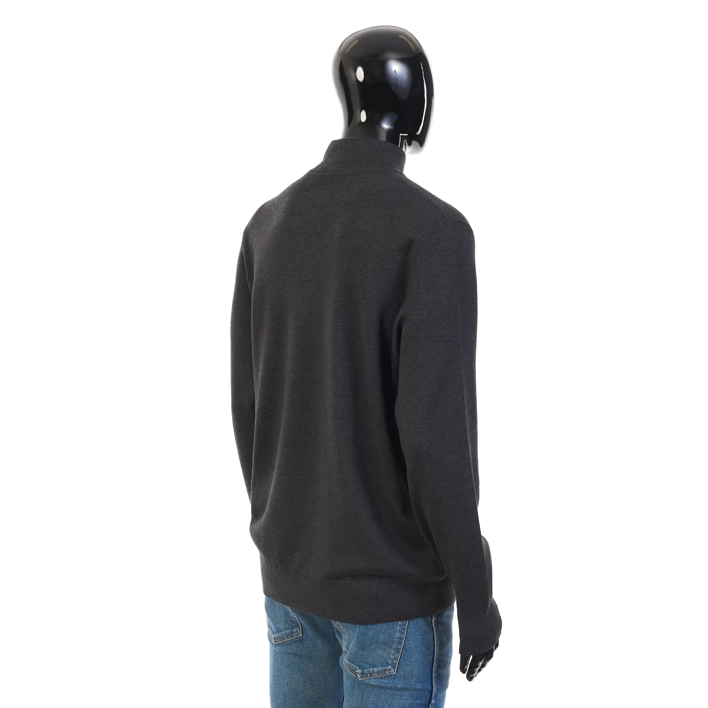 Gray Mezzocollo Balfour Sweater - 1/4 Zip, Knit, Cashmere/Silk/Wool