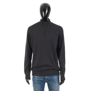 Gray Mezzocollo Balfour Sweater - 1/4 Zip, Knit, Cashmere/Silk/Wool