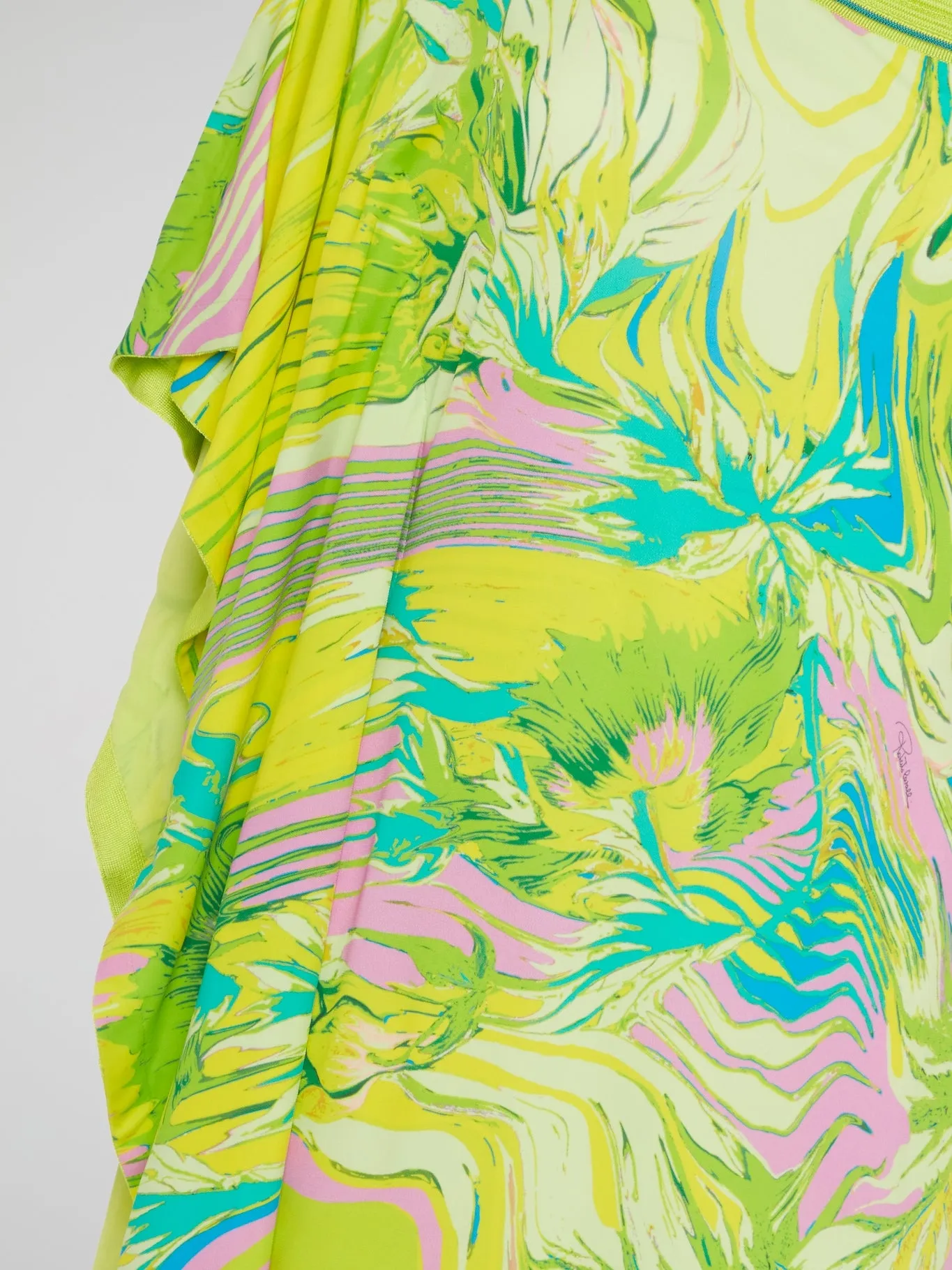 Green Printed Asymmetrical Mini Dress