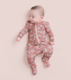Groovy Flowers Ruffle Bum Footed Coverall