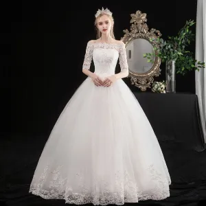 Half-sleeve Red Wedding Dress Lace Up Bride Plus Size Wedding Dresses