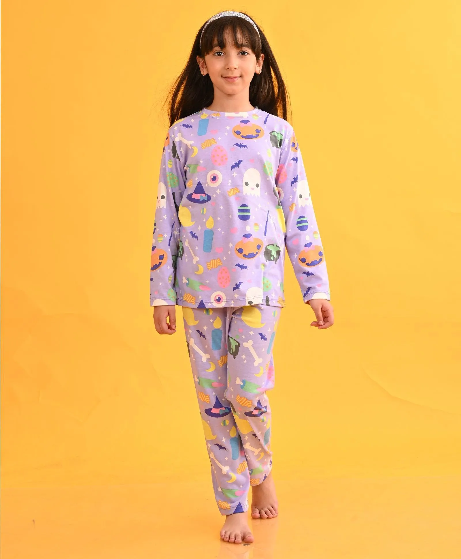 HALLOWEEN LONG SLEEVES PYJAMA SET - PURPLE