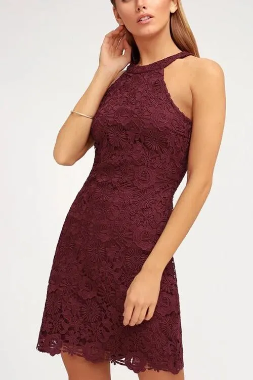 Halter Neck Lace Bodycon Dress