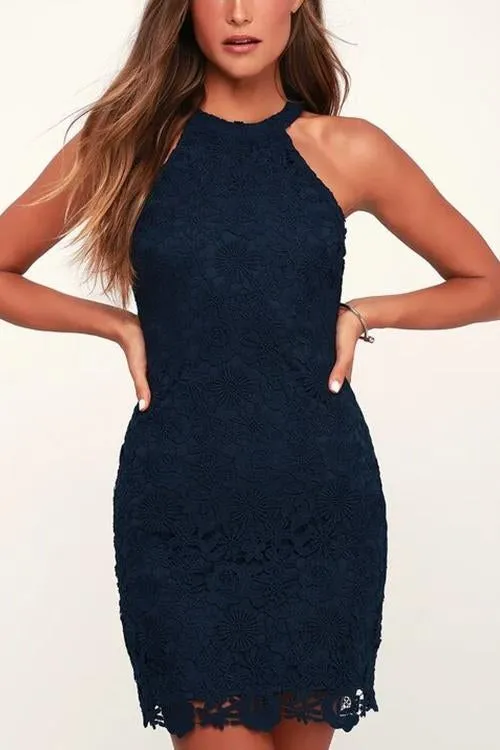 Halter Neck Lace Bodycon Dress