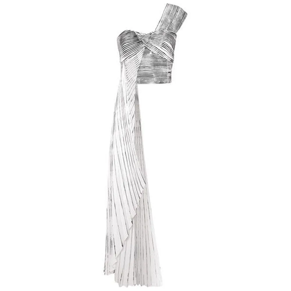 Hand-Painted Pleated Bustier Top