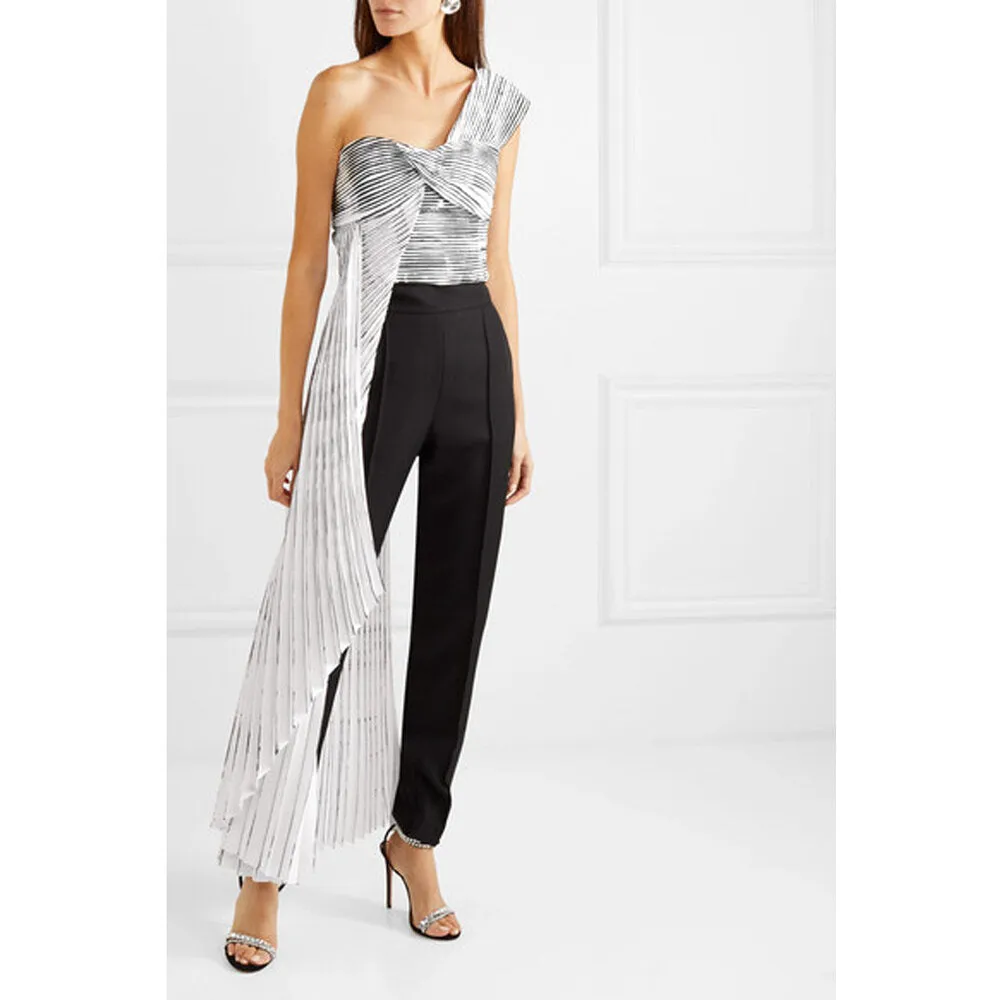 Hand-Painted Pleated Bustier Top