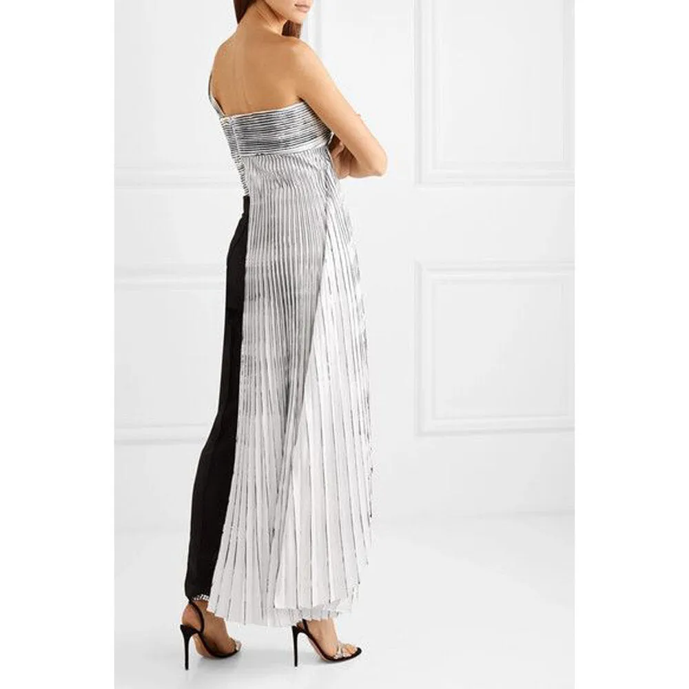 Hand-Painted Pleated Bustier Top