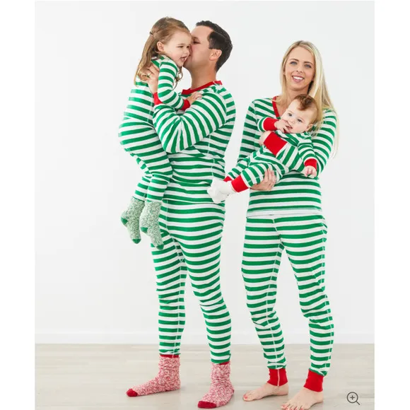 HANNA ANDERSSON Men’s Unisex Striped Long John Pajamas Christmas 2 Pc- XL