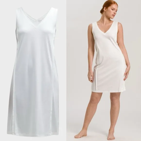 Hanro Pure Essence Nightgown Womens SZ Large Sleeveless Off White Quiet Luxury