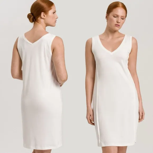 Hanro Pure Essence Nightgown Womens SZ Large Sleeveless Off White Quiet Luxury