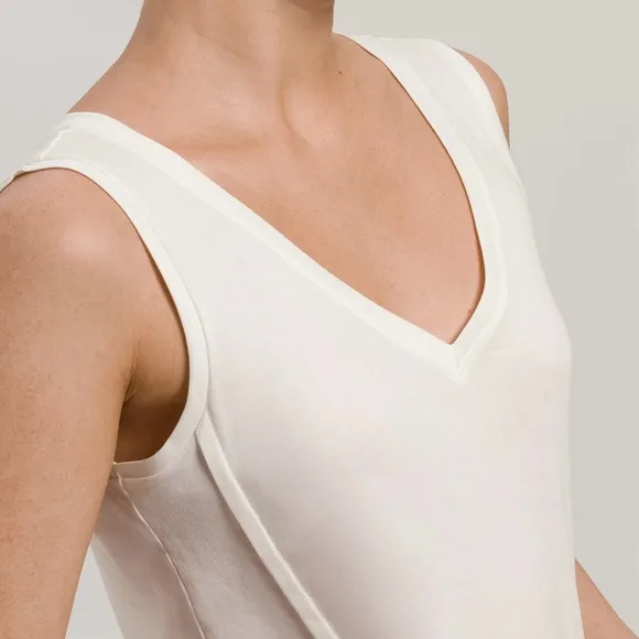 Hanro Pure Essence Nightgown Womens SZ Large Sleeveless Off White Quiet Luxury