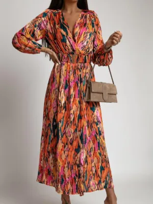 Hesperia® | Casual Midi A-Line Dress With Natural Print And High Waist