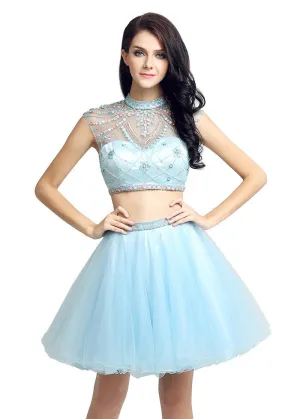 High Collar Two-piece  Homecoming Dress