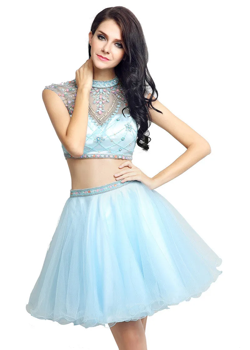 High Collar Two-piece  Homecoming Dress