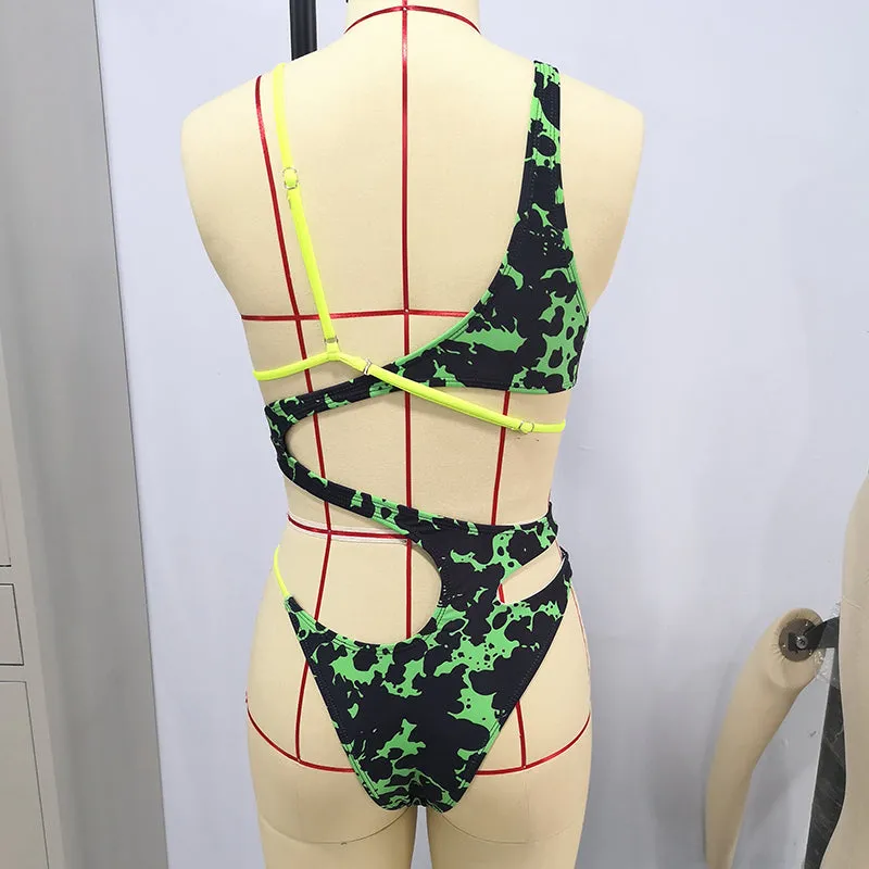 High Cut One Piece Swimsuit Women Hollow Out Bathing Suit