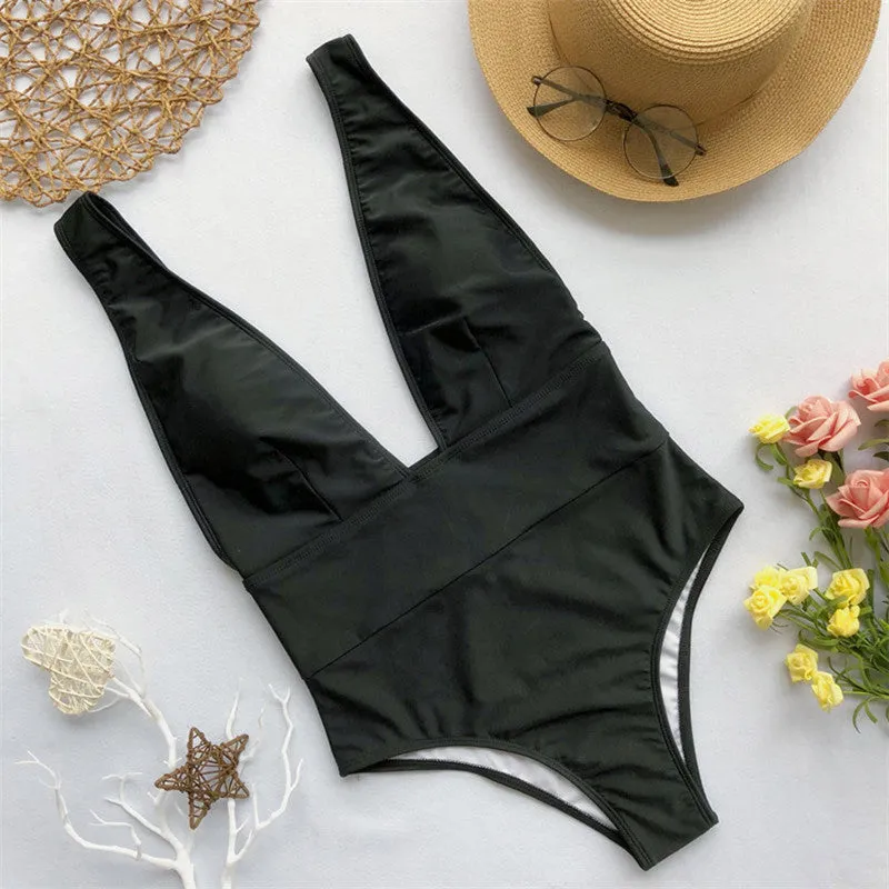 High Cut Swimwear  Solid One Piece