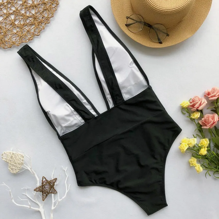 High Cut Swimwear  Solid One Piece