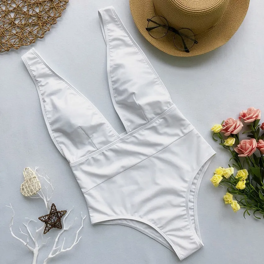 High Cut Swimwear  Solid One Piece