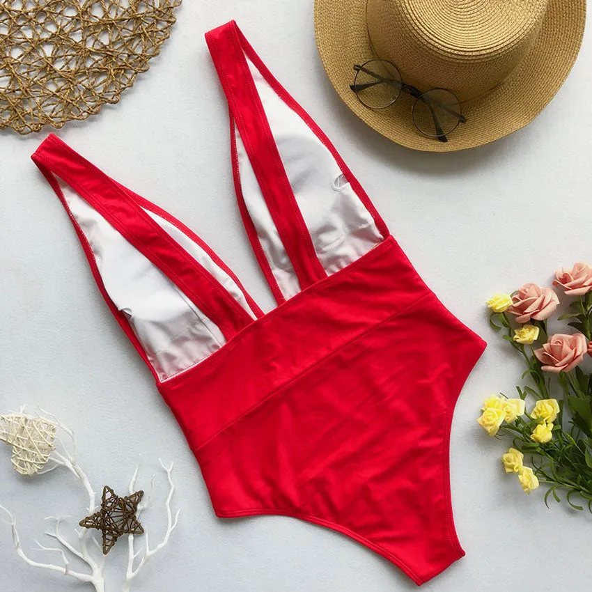 High Cut Swimwear  Solid One Piece