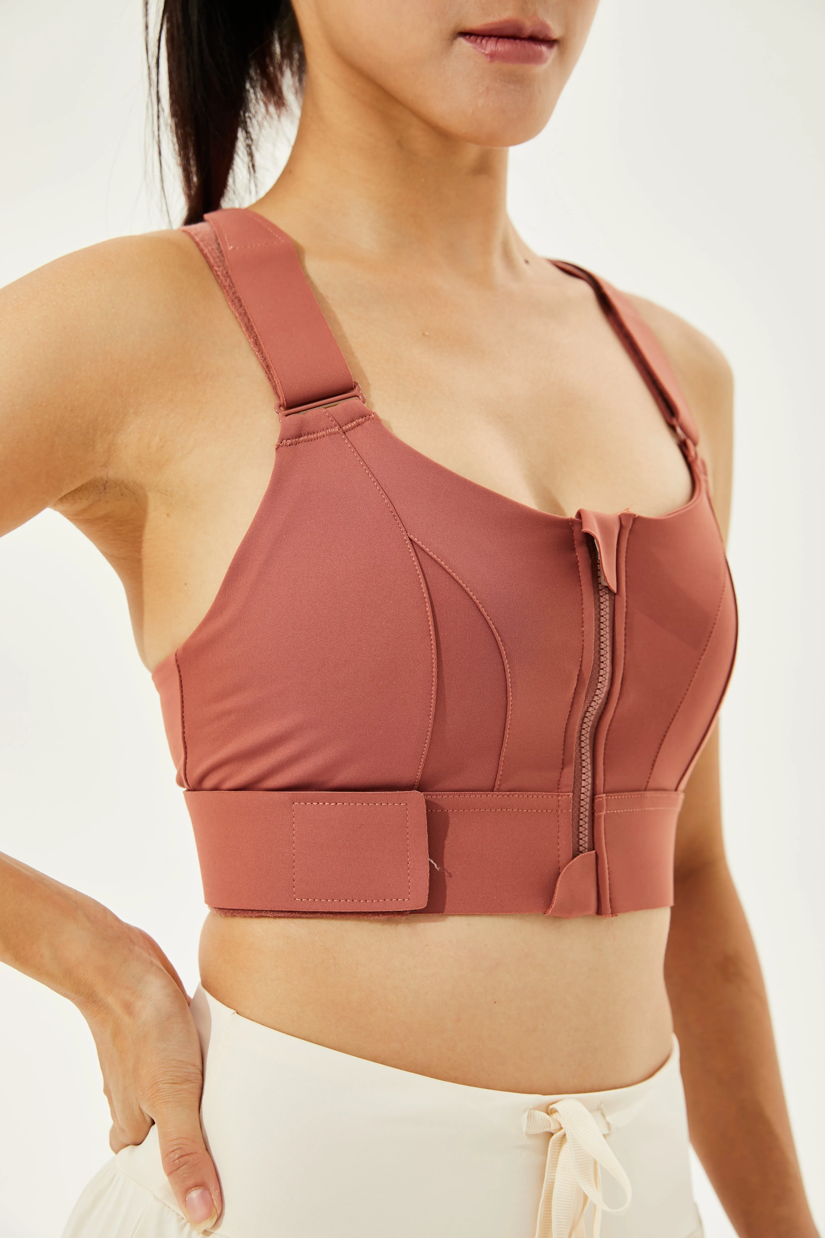 High Intensity Fully Adjustable PowerFlex Sports Bra with Zip and Moulded Bra Cups (Up To 4XL)