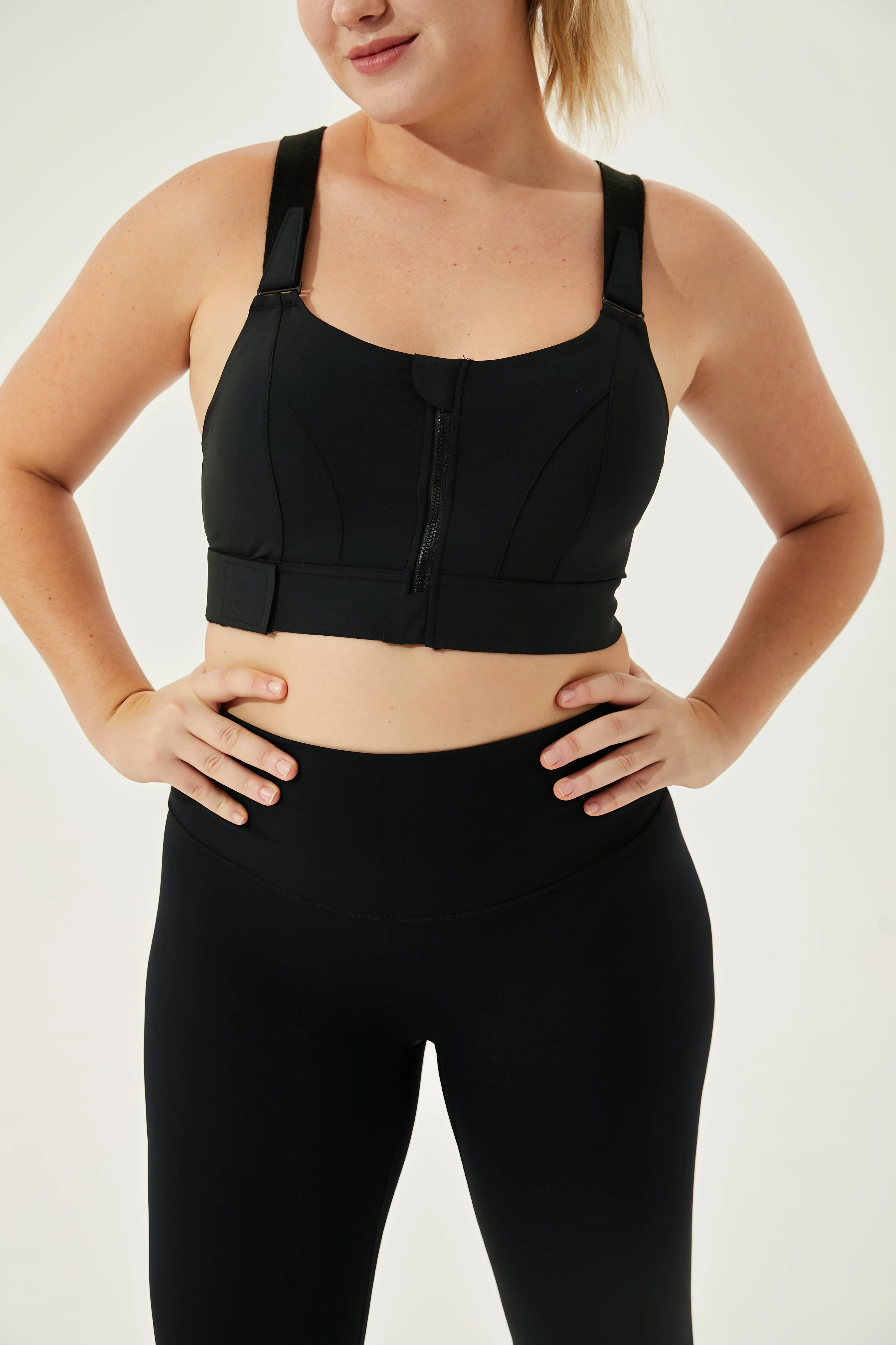 High Intensity Fully Adjustable PowerFlex Sports Bra with Zip and Moulded Bra Cups (Up To 4XL)