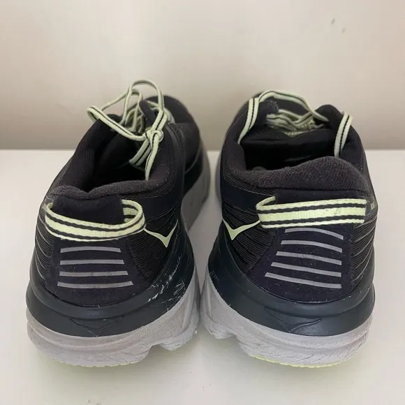 Hoka One One Bondi 7 Mens Running Walking Shoes Size 11.5 Black Graphite Yellow