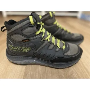 HOKA ONE ONE Men's Tor Tech Mid Waterproof Hiking Shoe, Grey/Acid ,US 11.5