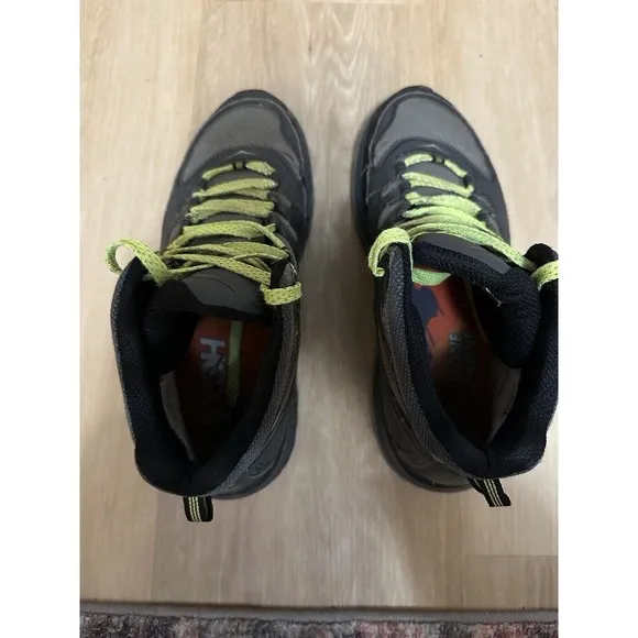 HOKA ONE ONE Men's Tor Tech Mid Waterproof Hiking Shoe, Grey/Acid ,US 11.5