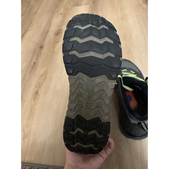 HOKA ONE ONE Men's Tor Tech Mid Waterproof Hiking Shoe, Grey/Acid ,US 11.5