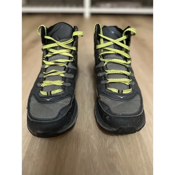 HOKA ONE ONE Men's Tor Tech Mid Waterproof Hiking Shoe, Grey/Acid ,US 11.5