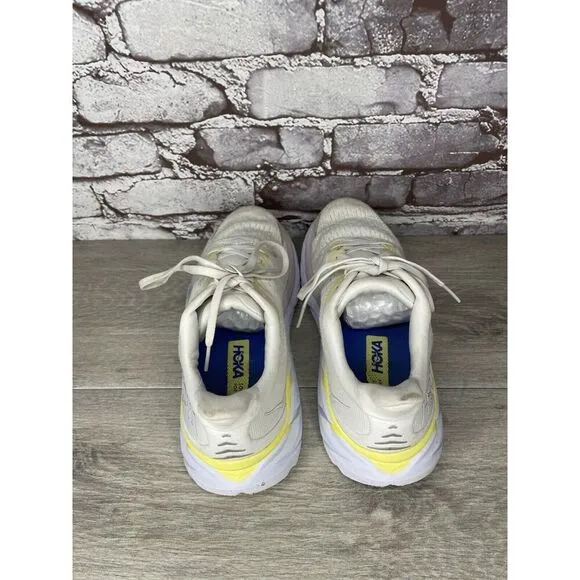Hoka One One Clifton 8 1119394 BDBBW White Yellow Running Sneakers Sz 8B US/40EU