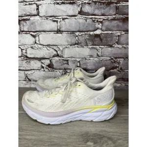Hoka One One Clifton 8 1119394 BDBBW White Yellow Running Sneakers Sz 8B US/40EU