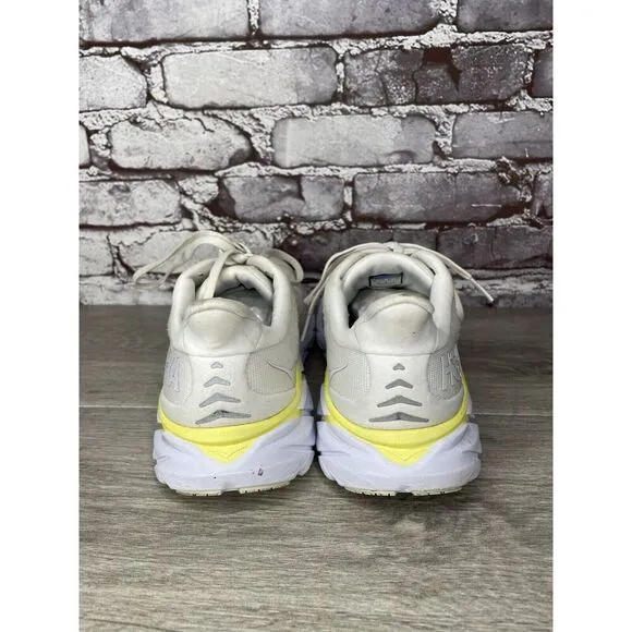 Hoka One One Clifton 8 1119394 BDBBW White Yellow Running Sneakers Sz 8B US/40EU