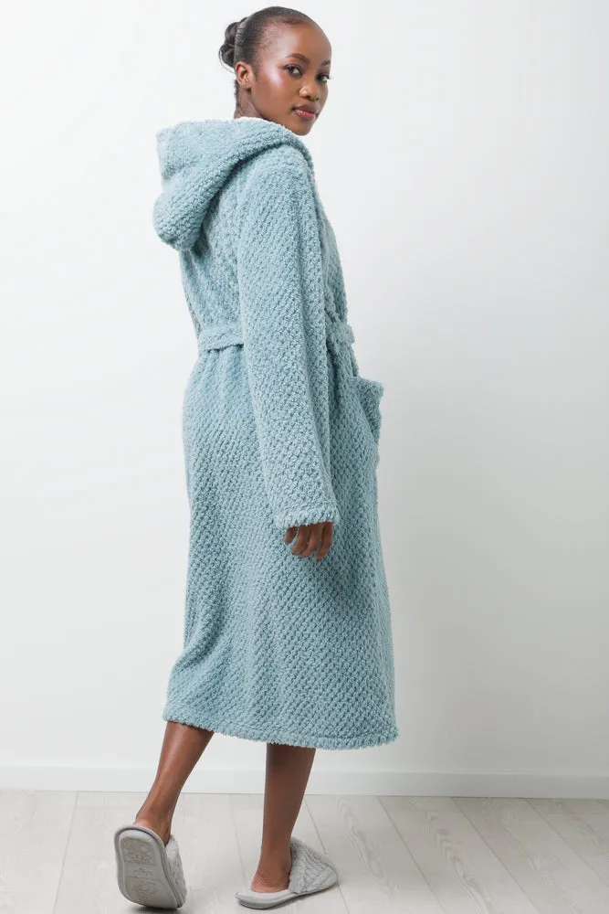 Hooded Sherpa Gown Blue