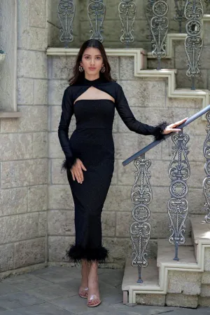Hopeless romantic - bodycon midi dress in black