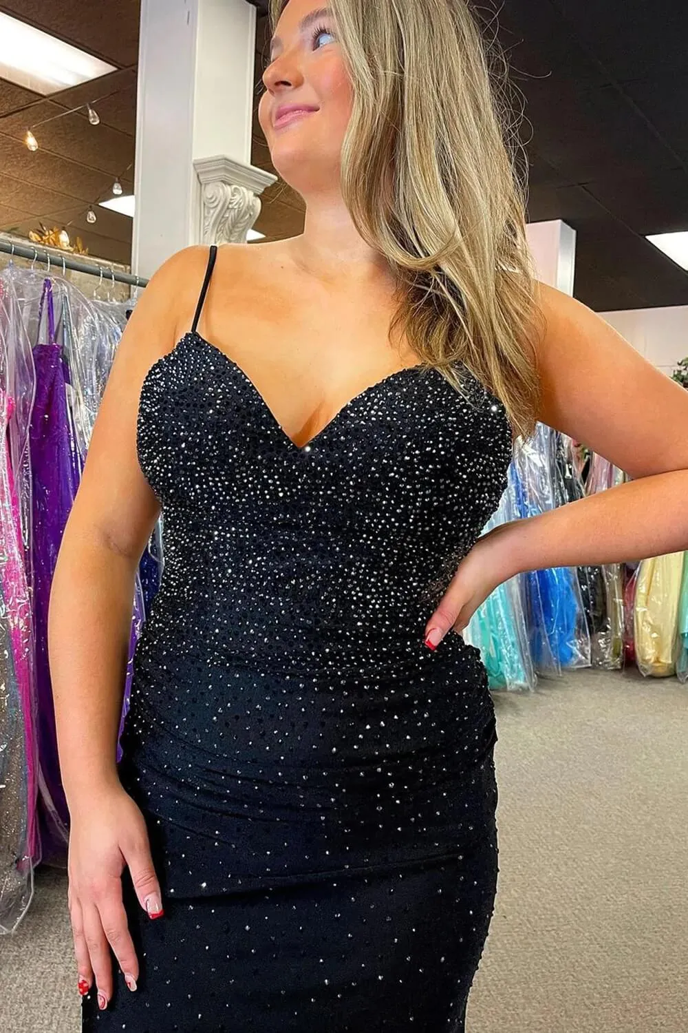 Hot Mermaid Black Plus Size Prom Dresses Beaded 2024 Formal Evening Dress