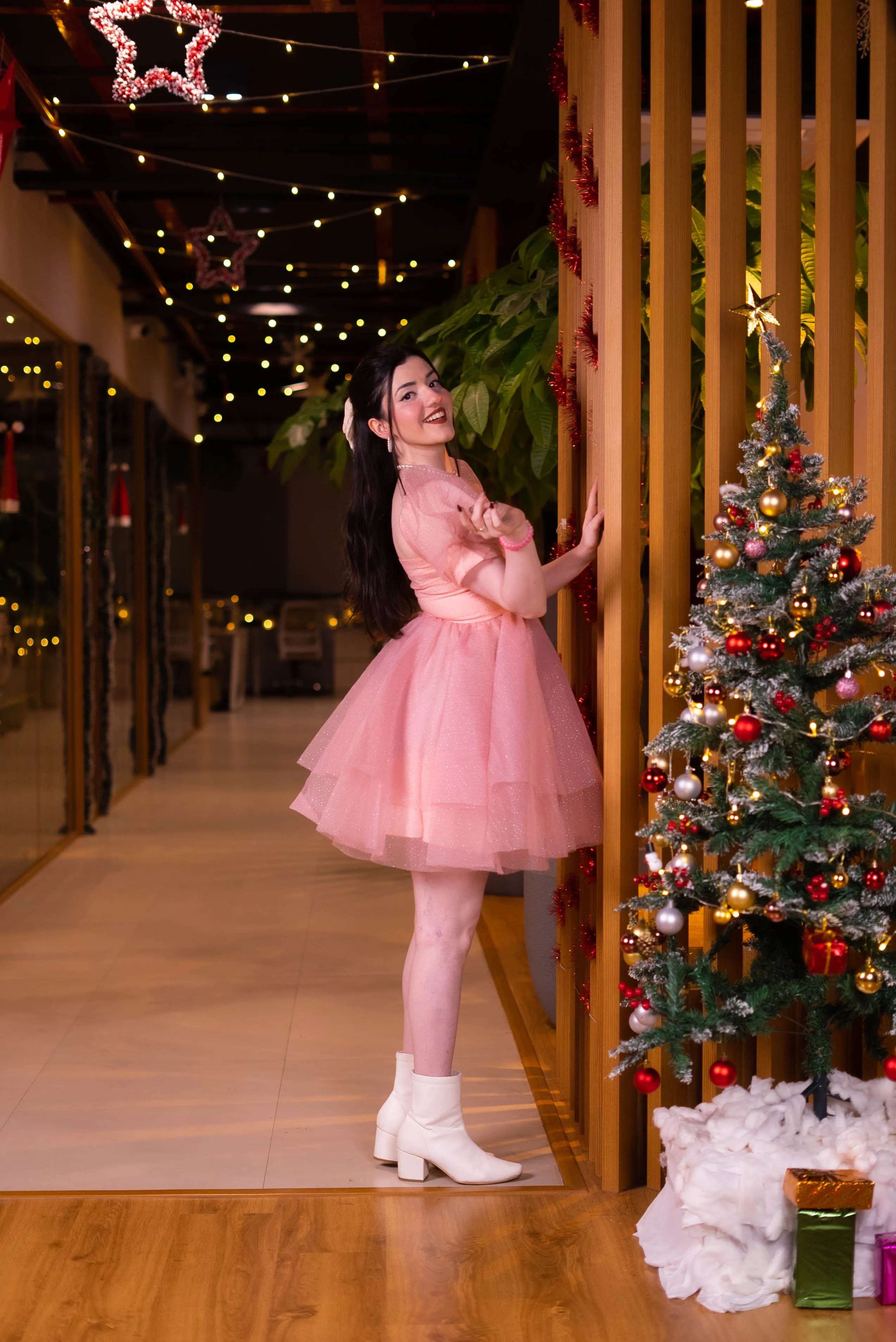 In my Barbie era - pink shimmer organza corset dress