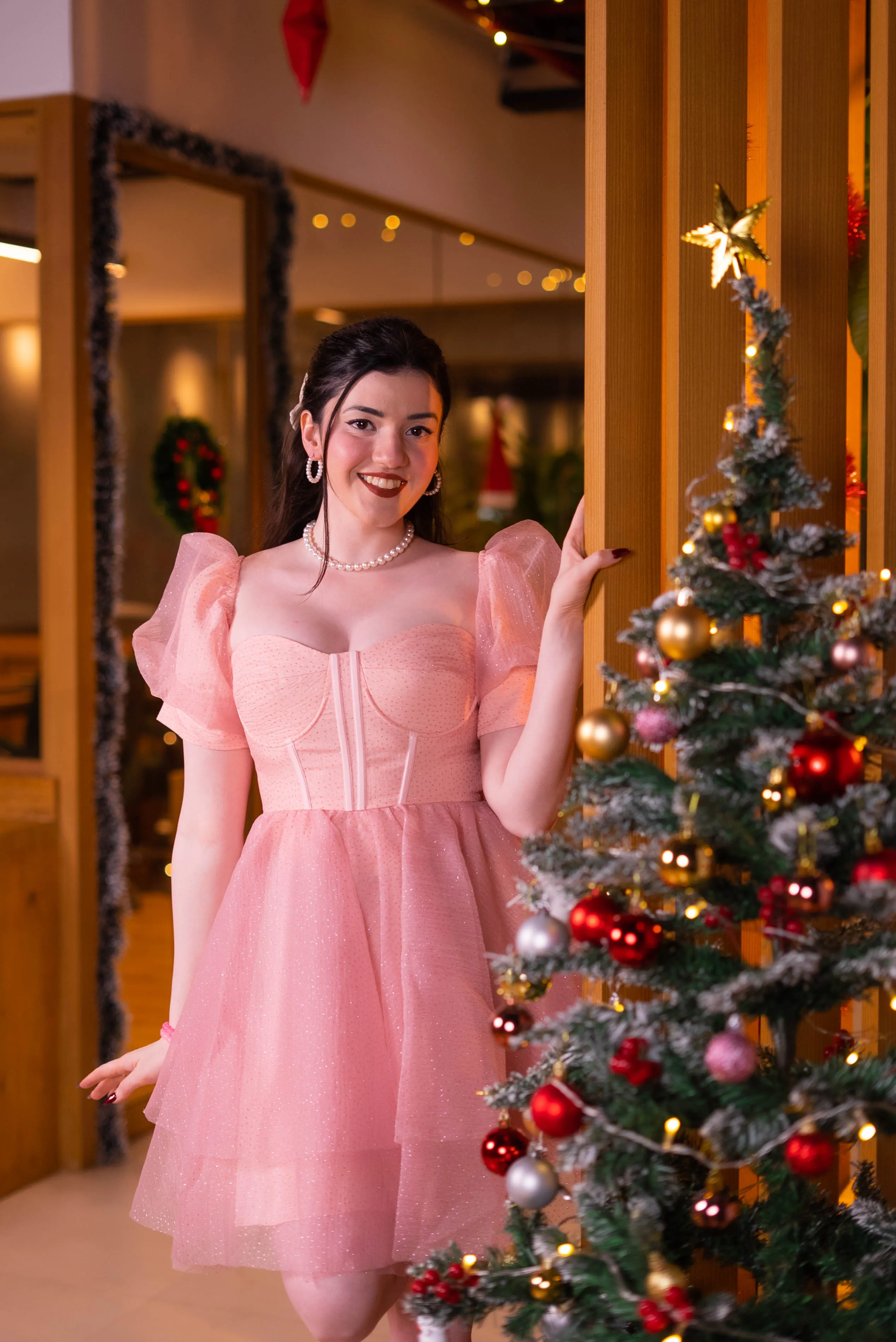In my Barbie era - pink shimmer organza corset dress