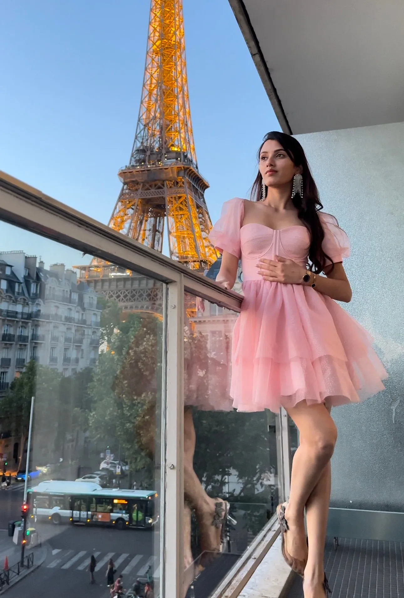 In my Barbie era - pink shimmer organza corset dress