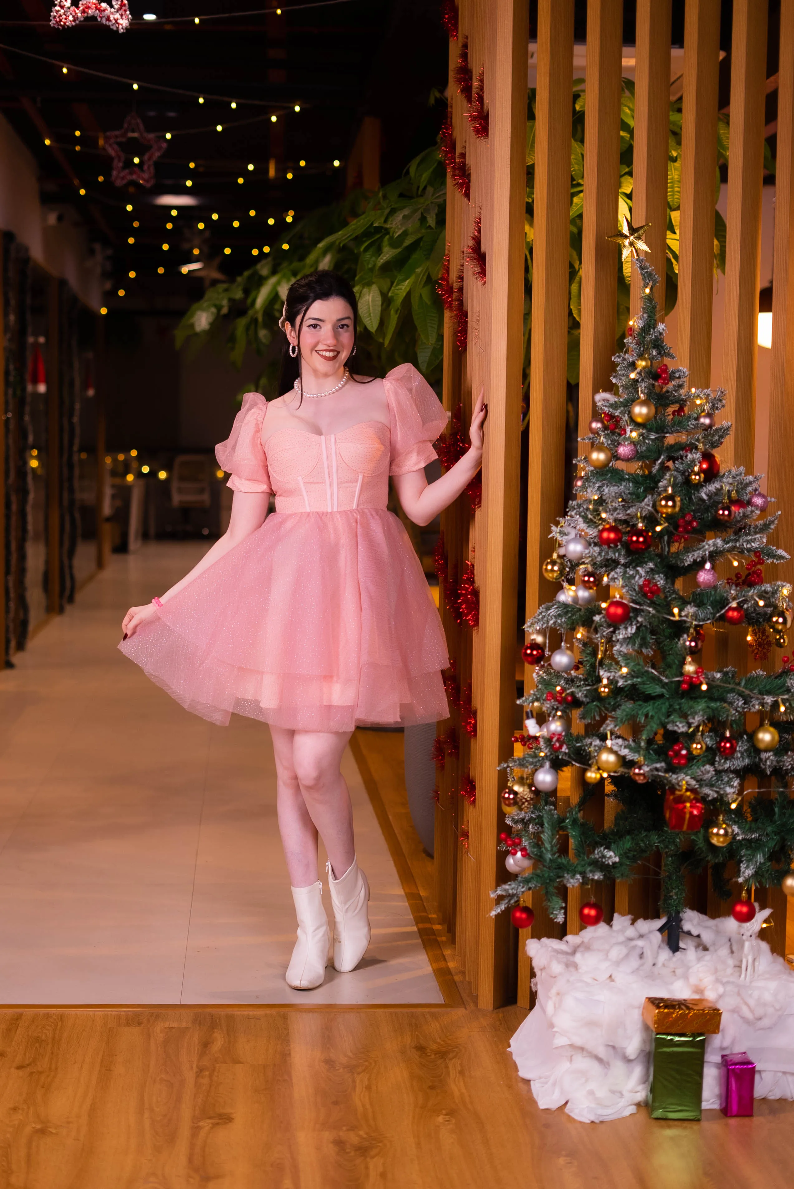 In my Barbie era - pink shimmer organza corset dress