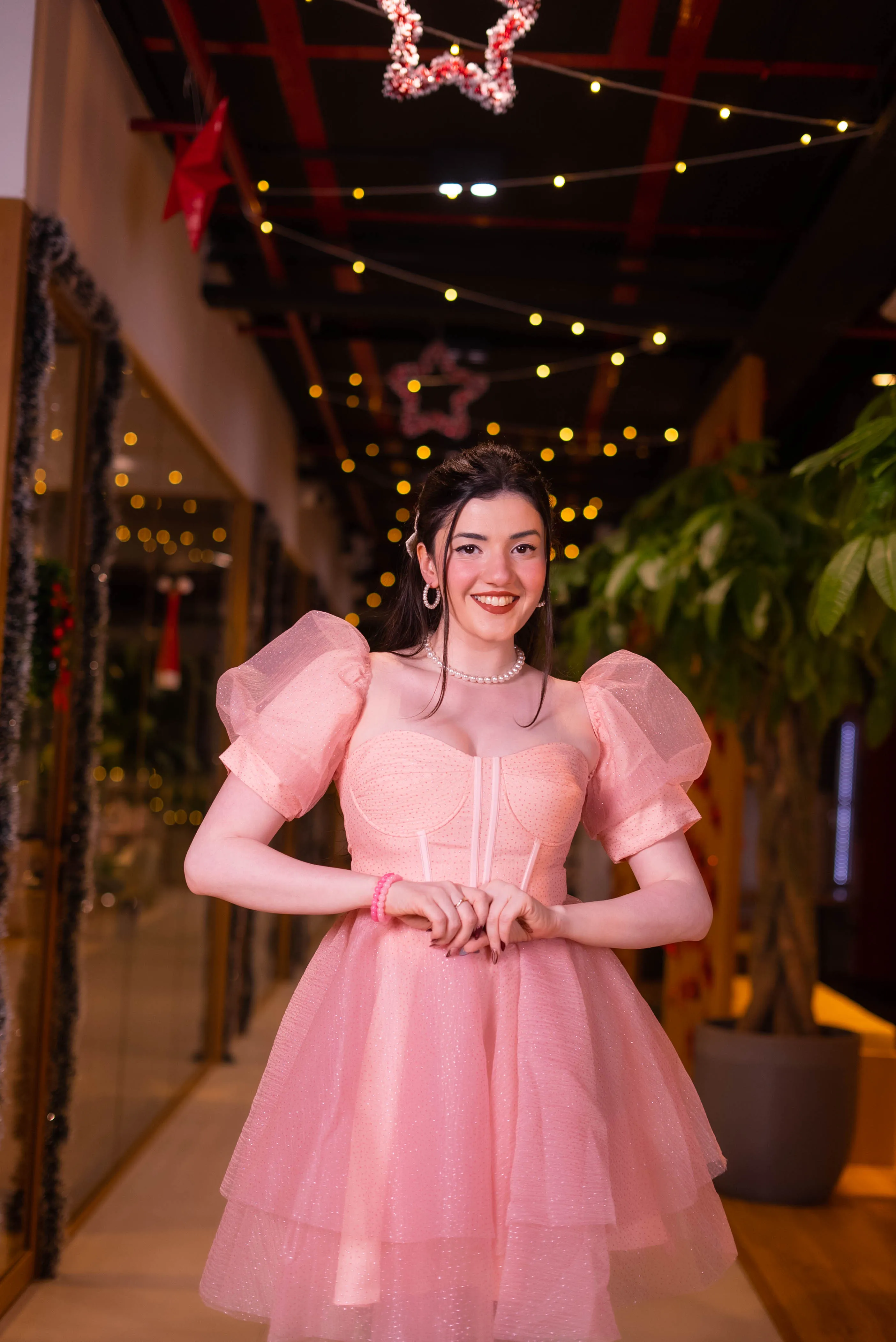 In my Barbie era - pink shimmer organza corset dress