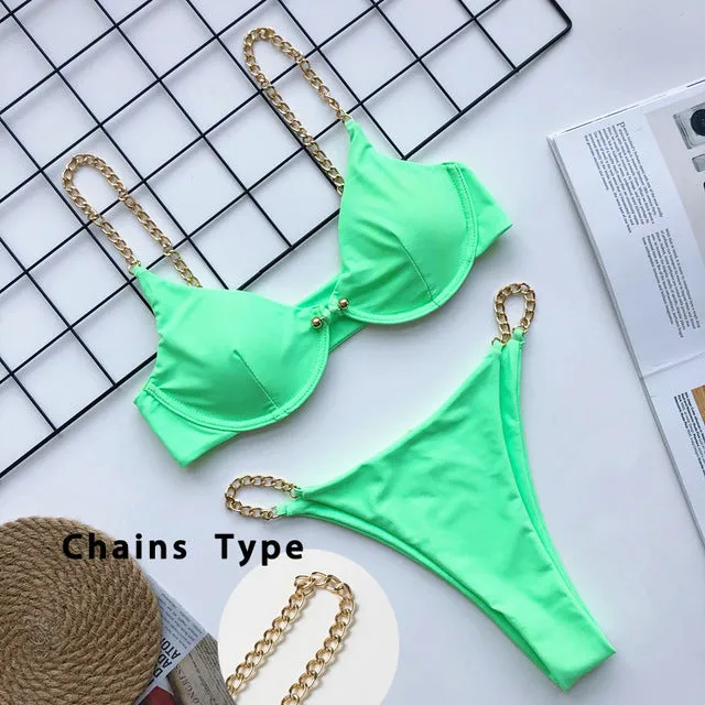 In-X High cut one piece swimsuit female Sexy monokini Chain bikini 2020 Hollow out swimwear women Bodysuit one-piece suits new